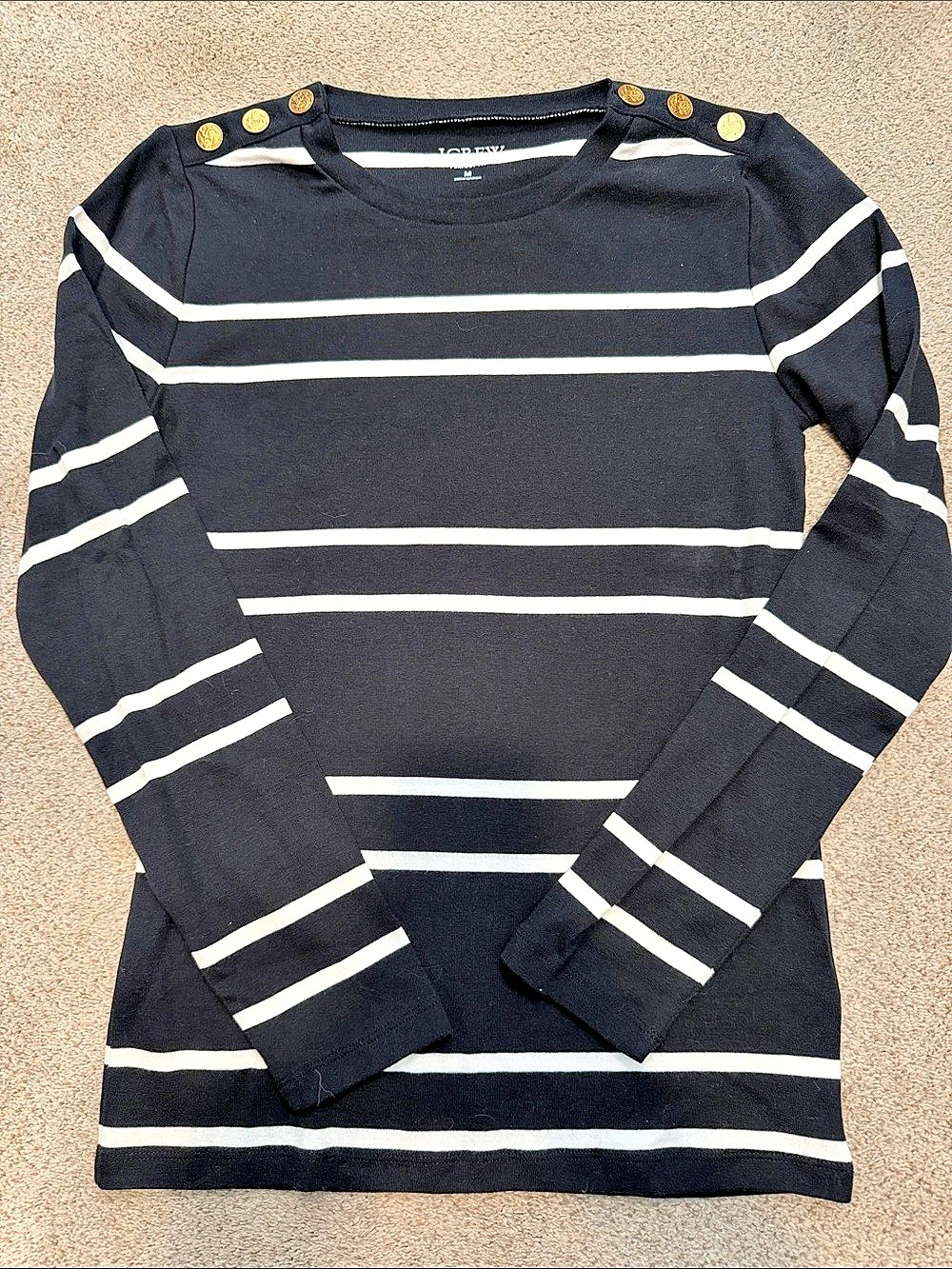 J.Crew Black & White Striped Long Sleeve Top